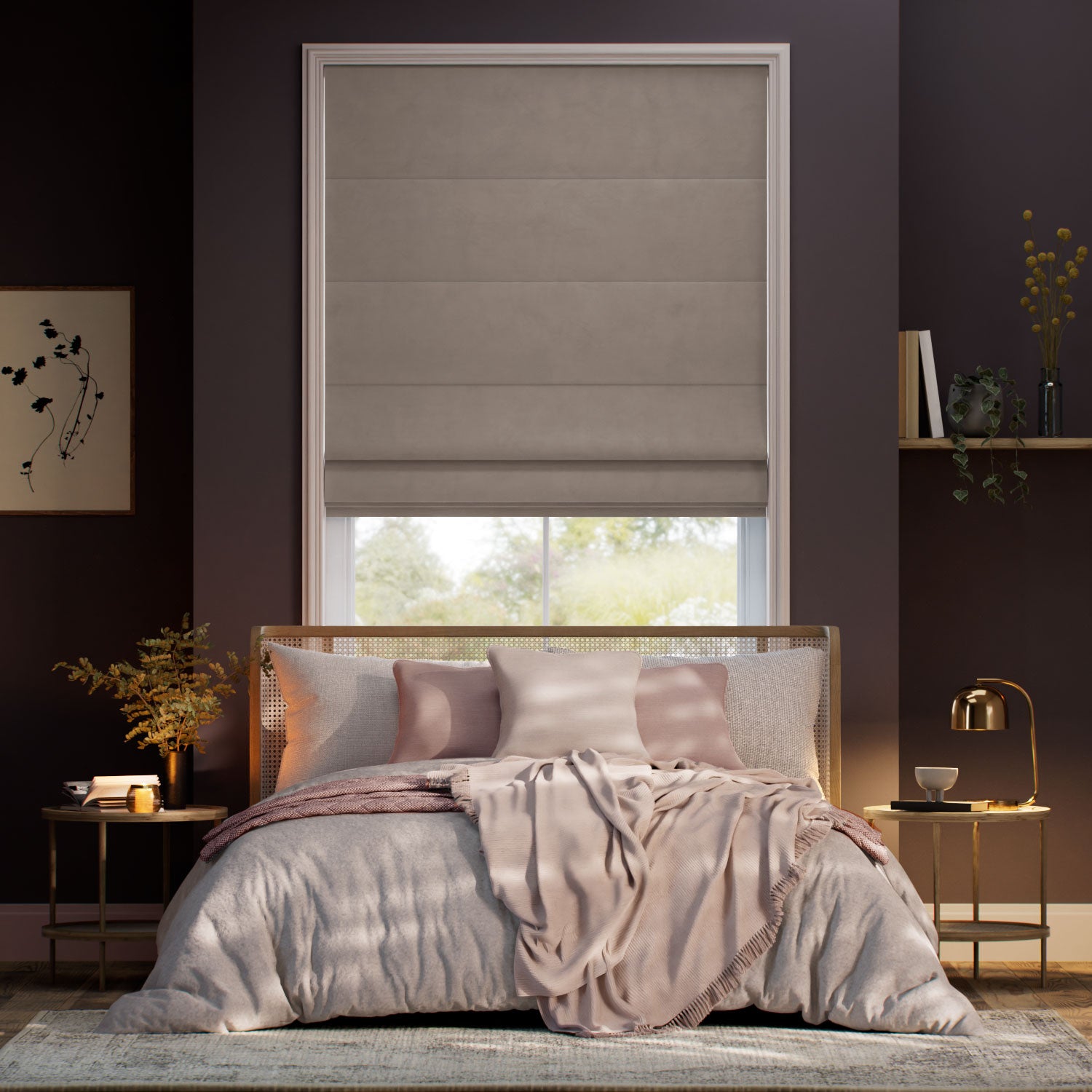 Colorized Cambridge Velvet Blackout Champagne Roman Blind 7860