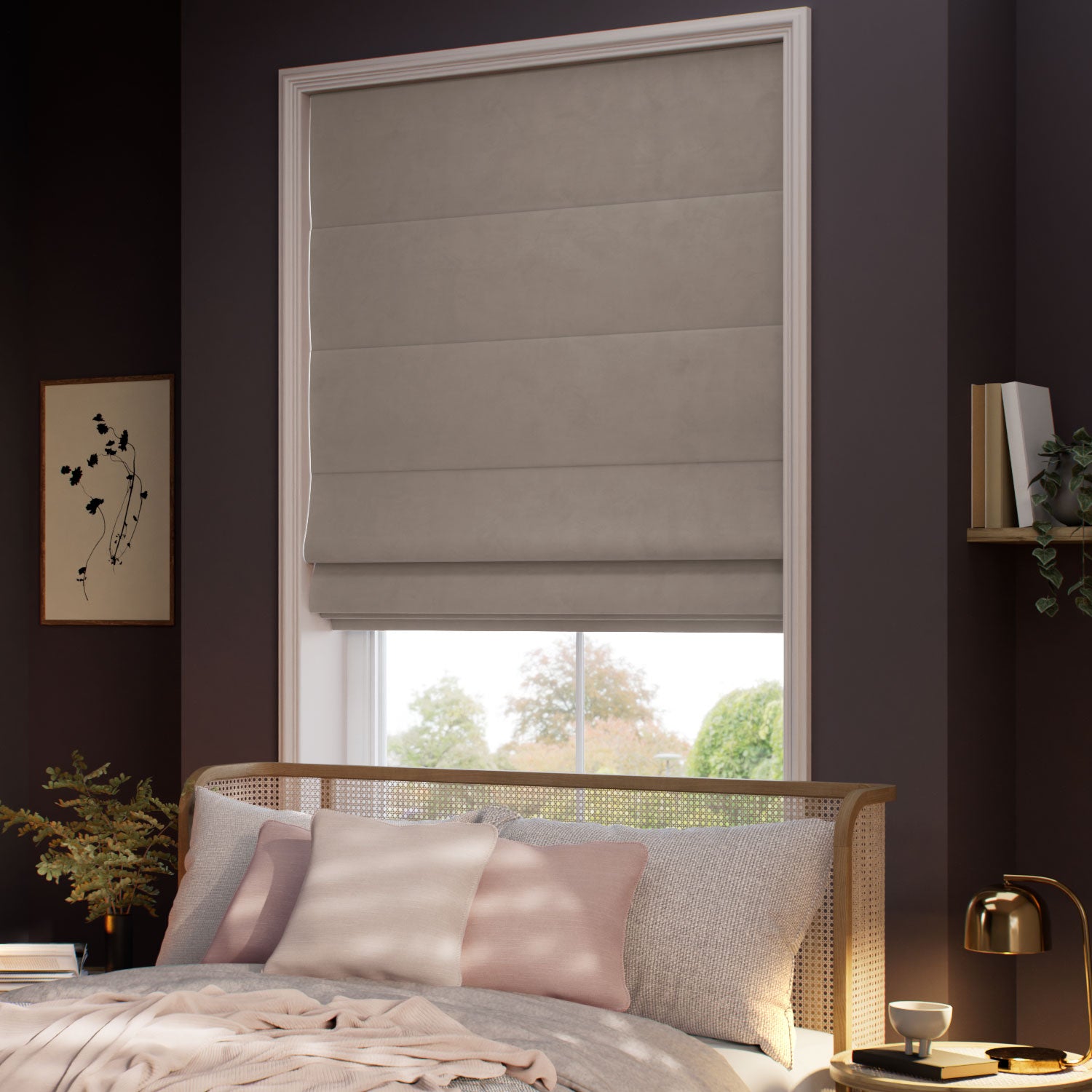 ColorizedZoom Cambridge Velvet Blackout Champagne Roman Blind 7860