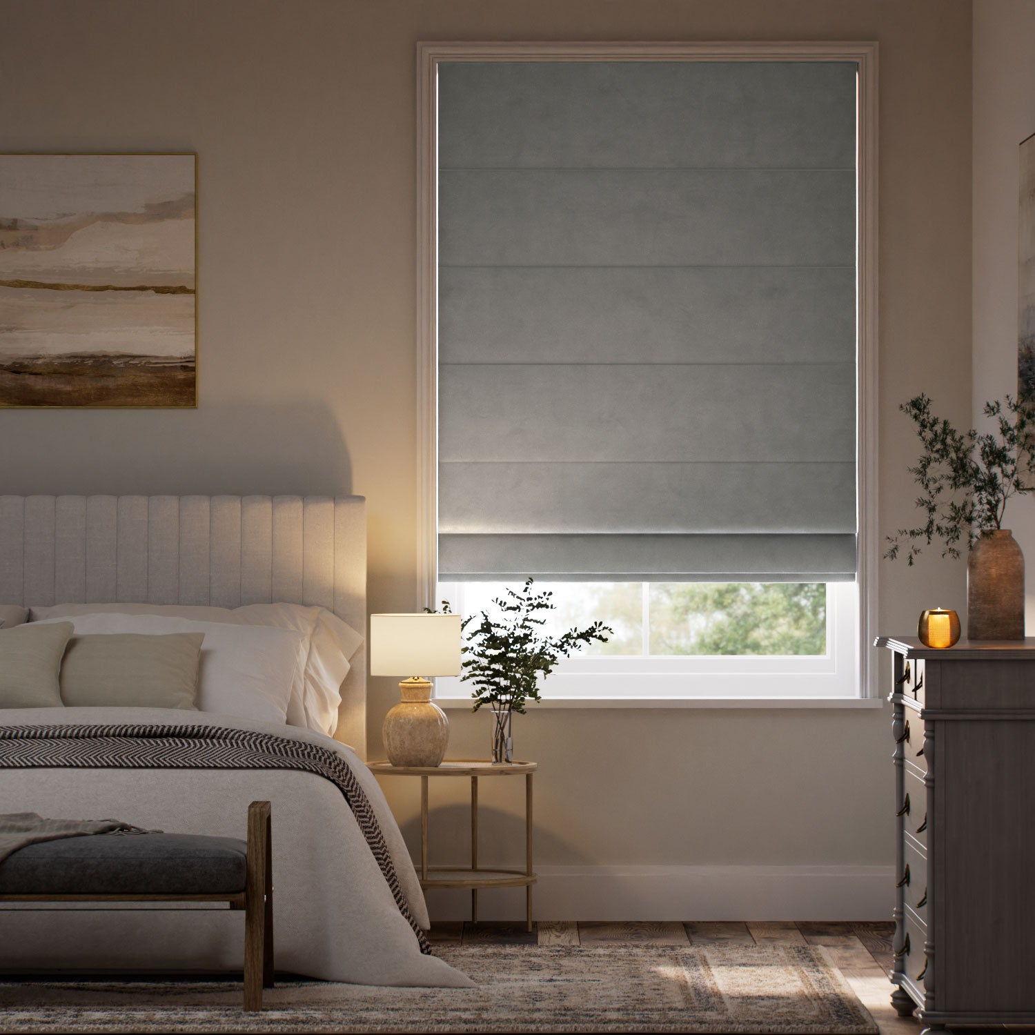 Colorized Cambridge Velvet Blackout Gainsboro Grey Roman Blind