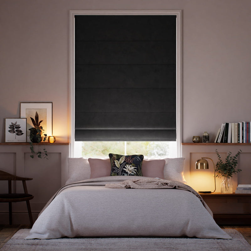 Colorized Cambridge Velvet Blackout Pewter Roman Blind 7867