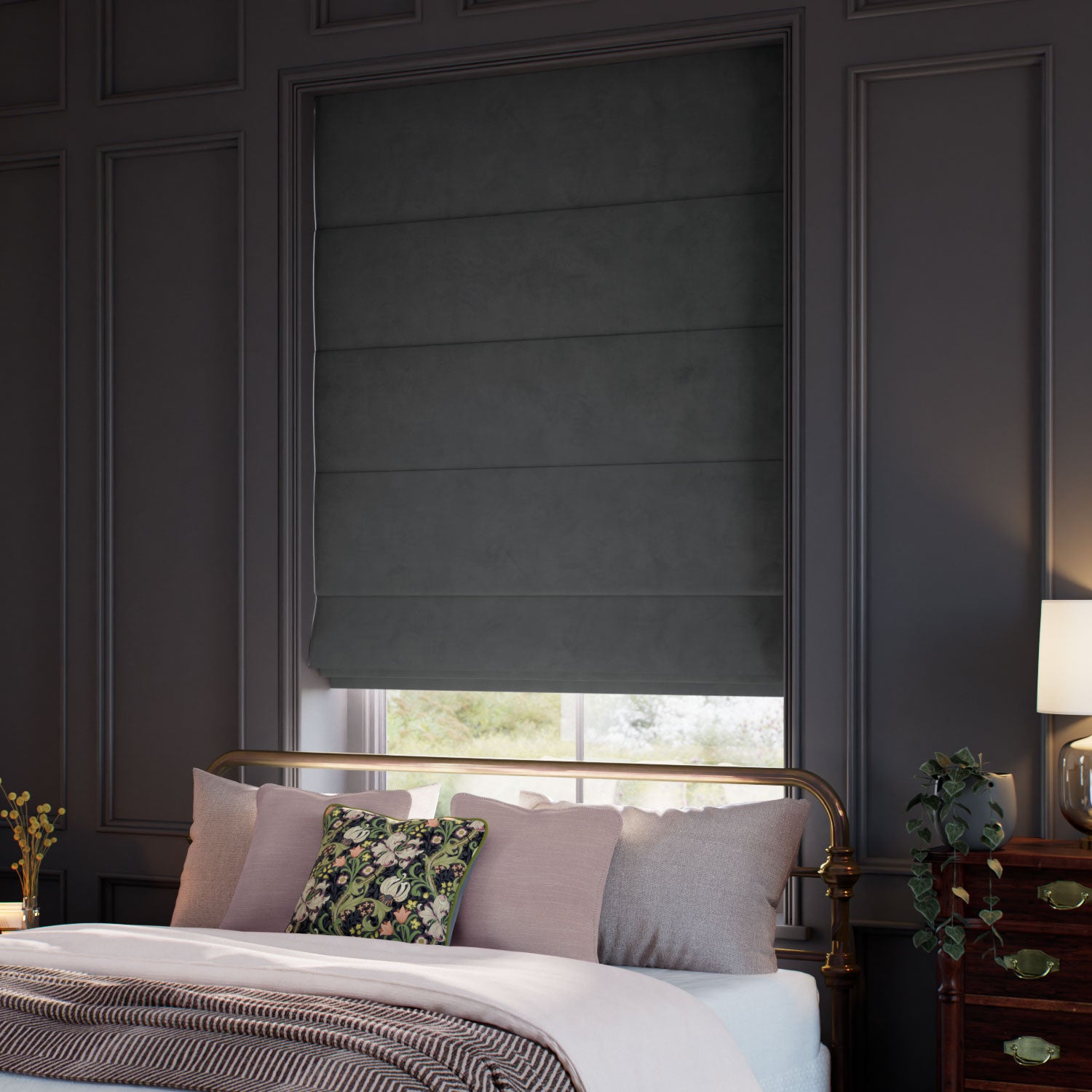ColorizedZoom Cambridge Velvet Blackout Silhouette Grey Roman Blind