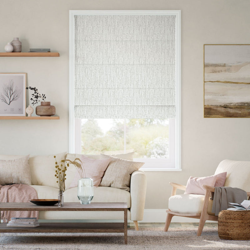 Colorized Cassia Silver & White Roman Blind