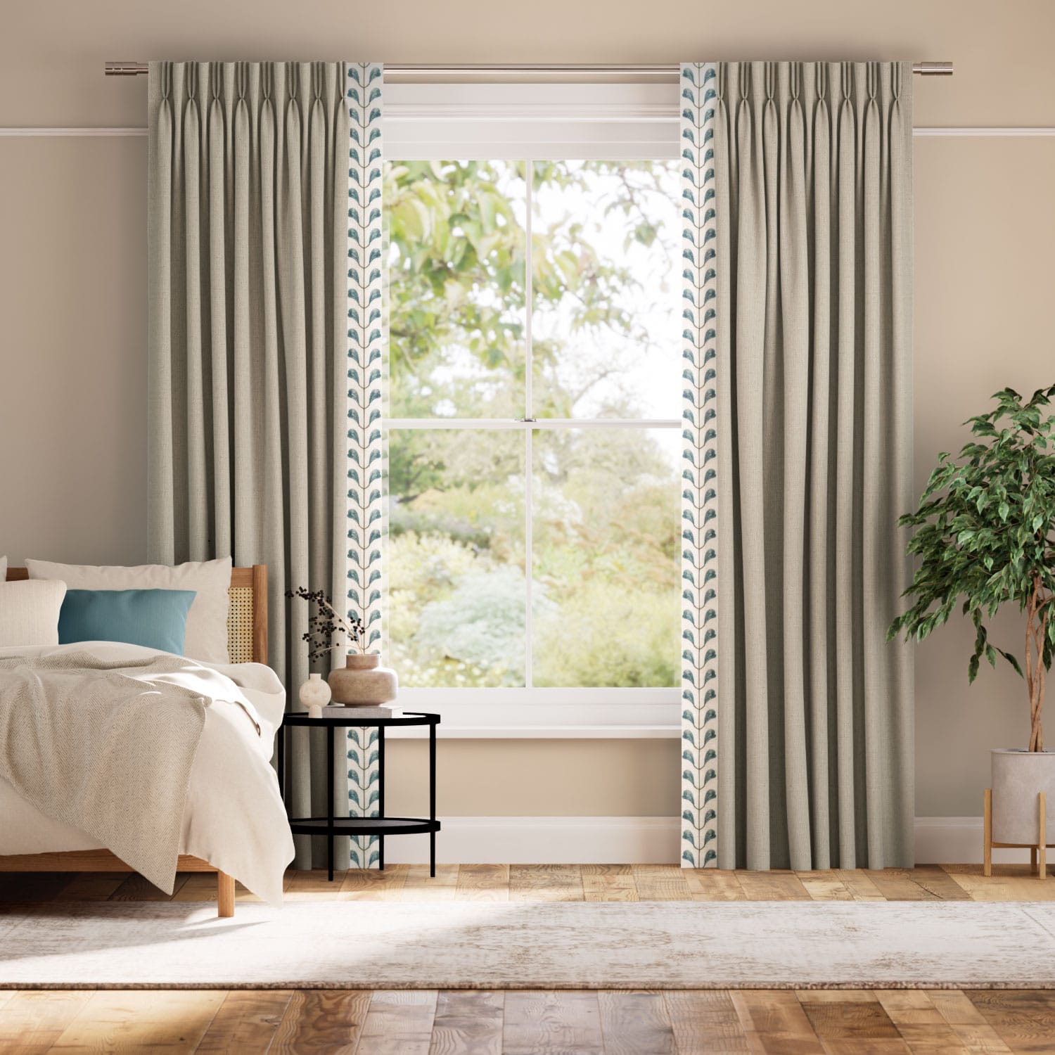Colorized Linen Hopsack & Chatsworth Cornflower Curtains 5448