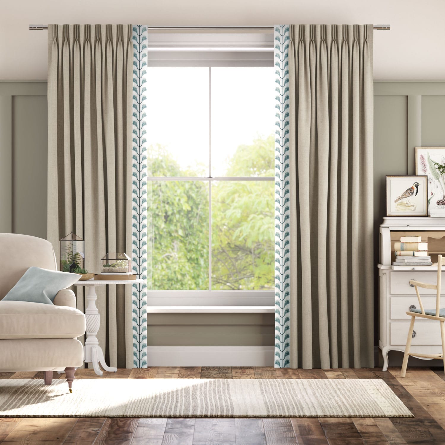 Colorized Linen Hopsack & Chatsworth Mineral Curtains 5450