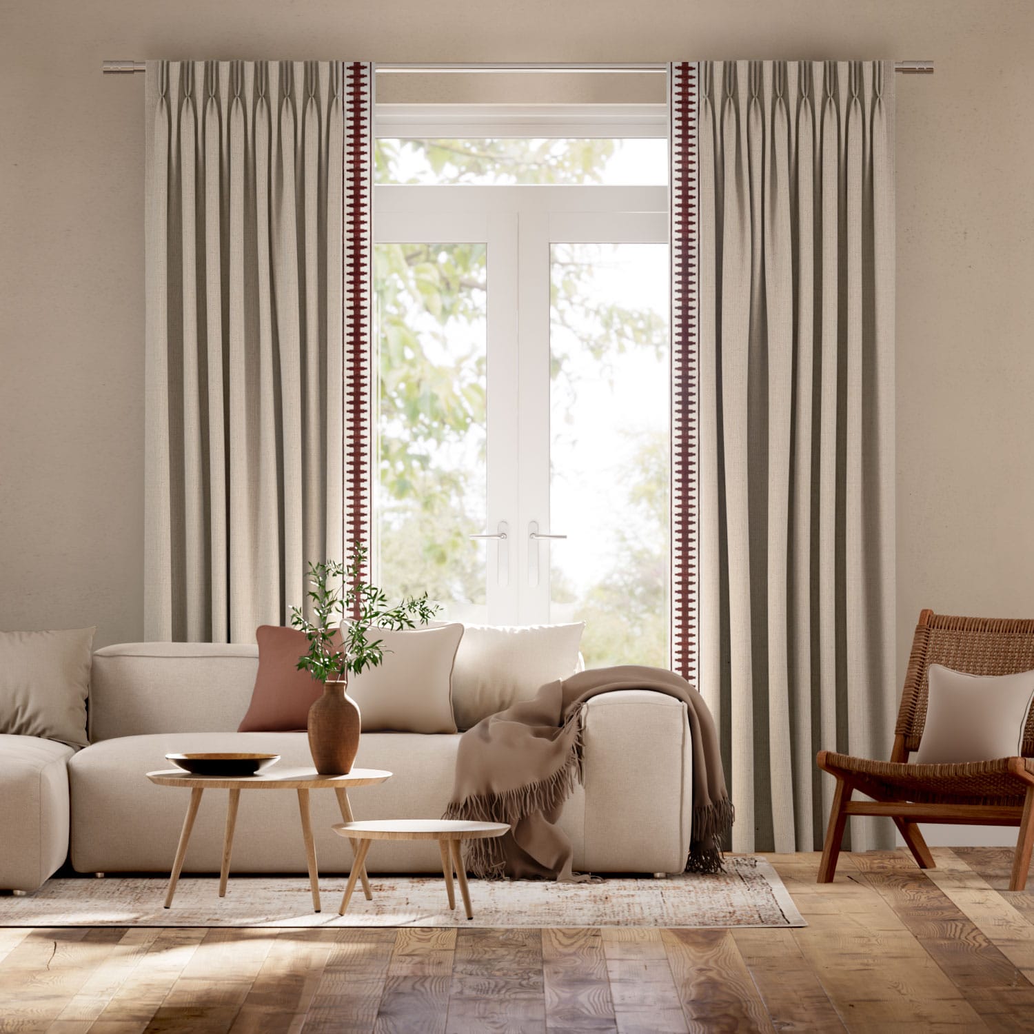 Colorized Linen Hopsack & Ascott Rouge Curtains 5447
