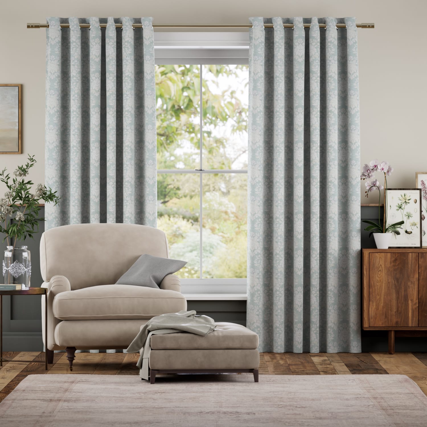 Colorized Linden Grove Duck Egg Curtains 5481