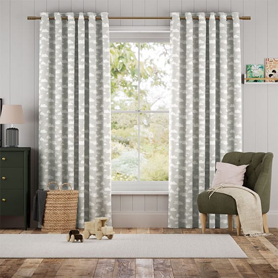Colorized Fluffy Clouds Grey Curtains 5482