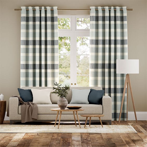 Colorized Cardigan Stripe Linen Blue Horizon Curtains 5615