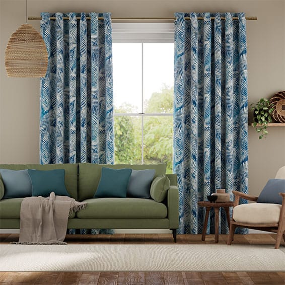 Colorized Shadow Leaf Linen Admiral Curtains 5694