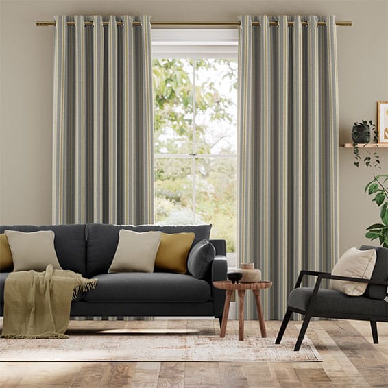 Colorized Twill Stripe Linen Citronella Curtains