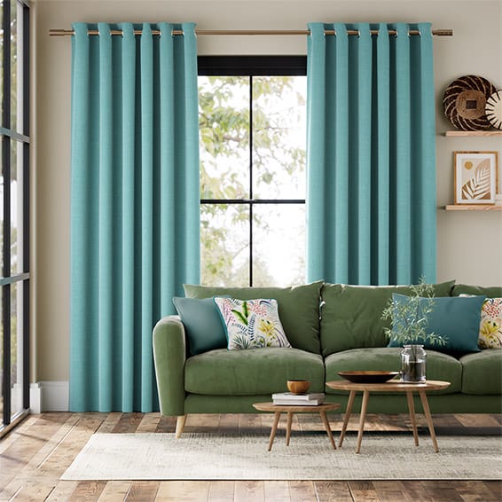 Colorized Bijou Linen Turquoise  Curtains