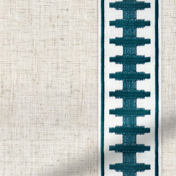 ColorizedPLA Bijou Linen Oatmeal & Ascott Teal Curtains