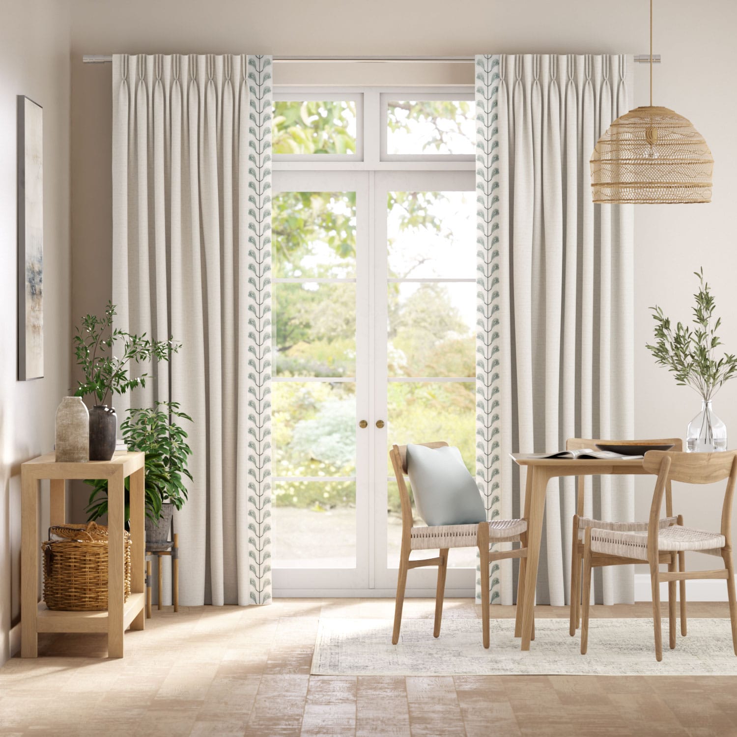 Colorized Bijou Linen Oatmeal & Chatsworth Mineral Curtains 5759