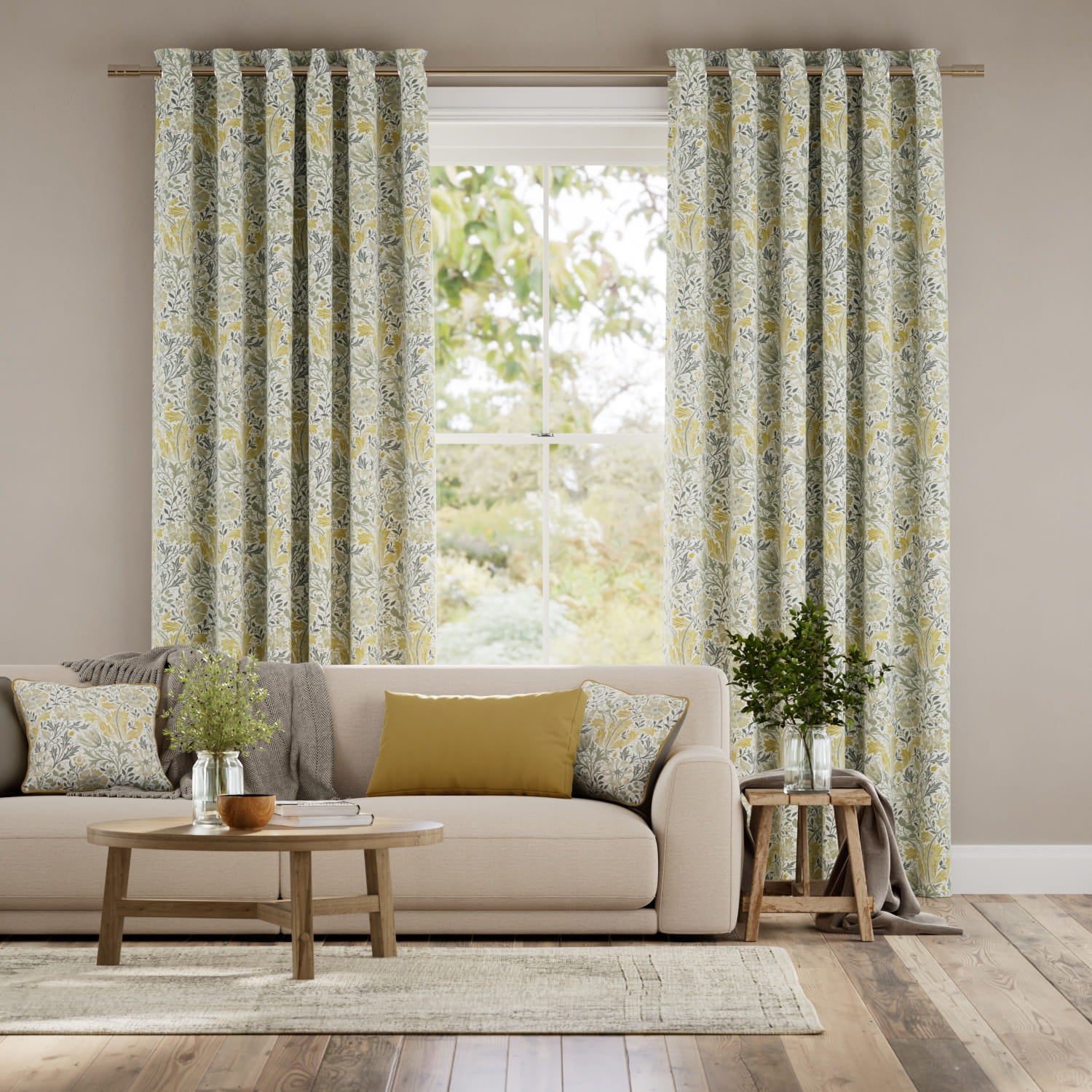 Colorized William Morris Compton Buttercup Curtains 5811