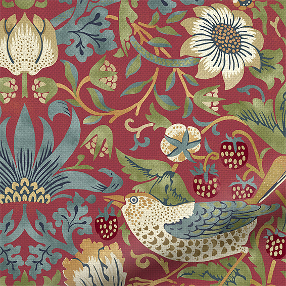 ColorizedPLA William Morris Strawberry Thief Harissa Red  Curtains 5820