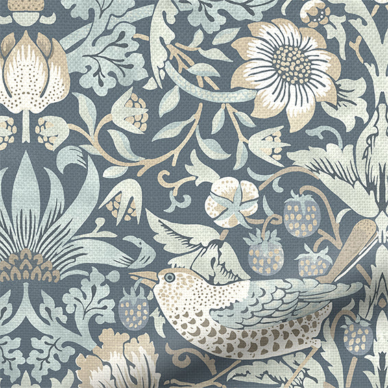 ColorizedPLA William Morris Strawberry Thief Tawny Blue  Curtains 5824