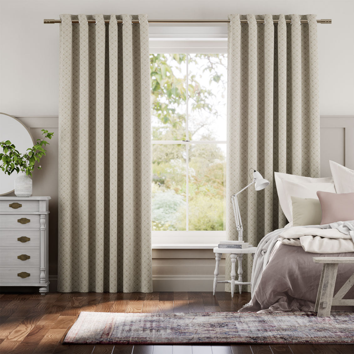 Colorized Fretwork Diamond Linen Curtains 5844