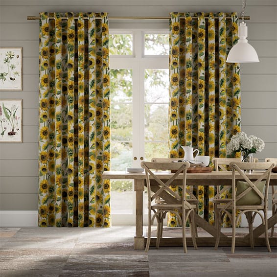 Colorized Sunflowers Yellow Curtains 5896