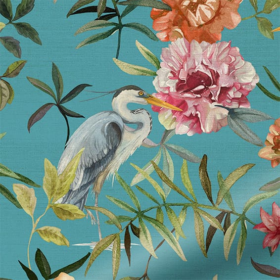 ColorizedZoom Bella Heron Turquoise Curtains 5901
