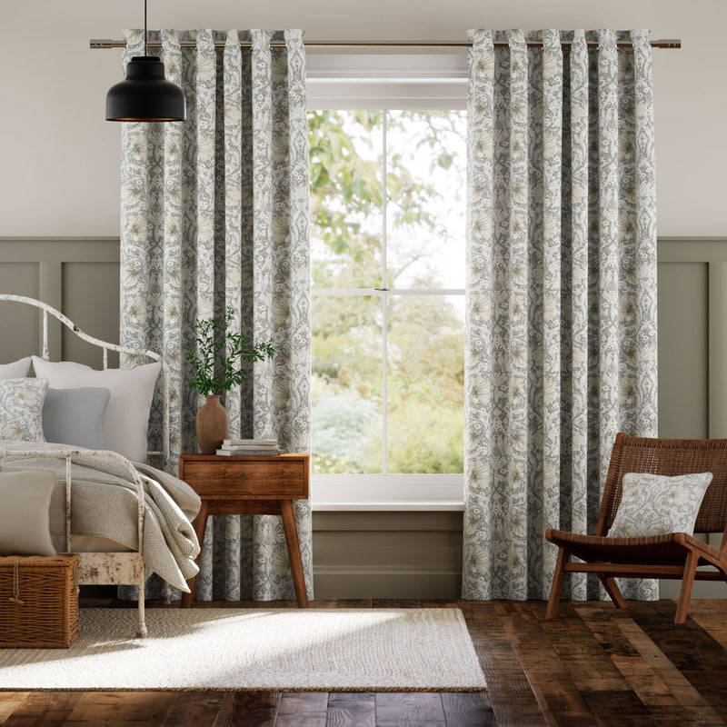 Colorized William Morris Pimpernel Dove Grey Curtains 5905