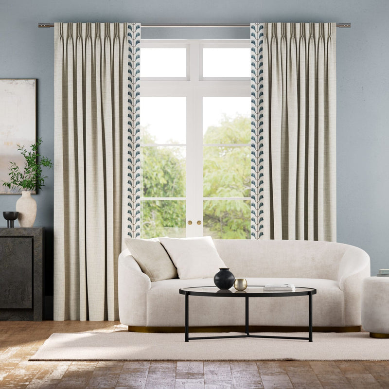 Colorized Arlo Oatmeal & Chatsworth Cornflower Curtains 5926