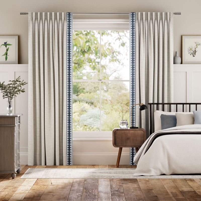 Colorized Arlo Oatmeal & Ascott Indigo Curtains 5925