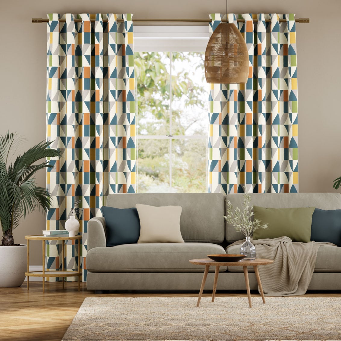 Colorized Nuevo Blocks Twilight  Curtains 5948
