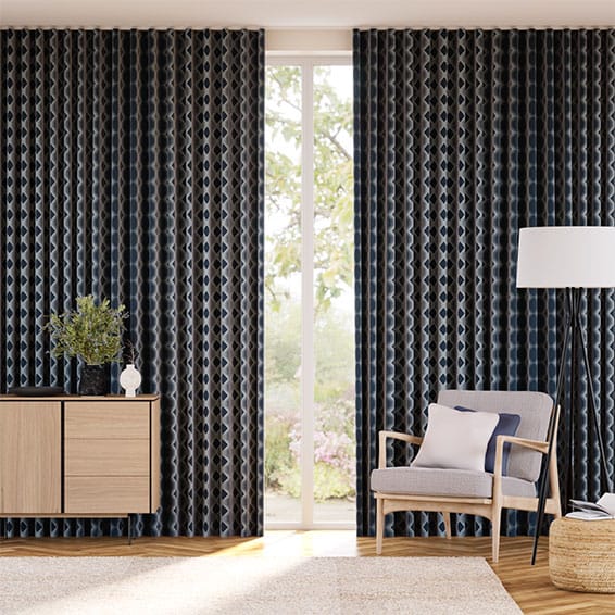 Colorized Rhythm Indigo Curtains