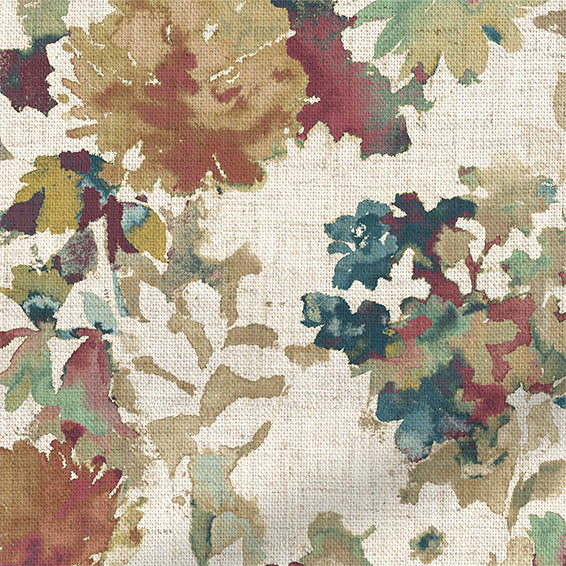 ColorizedZoom Fleur Umber & Teal Curtains 5998