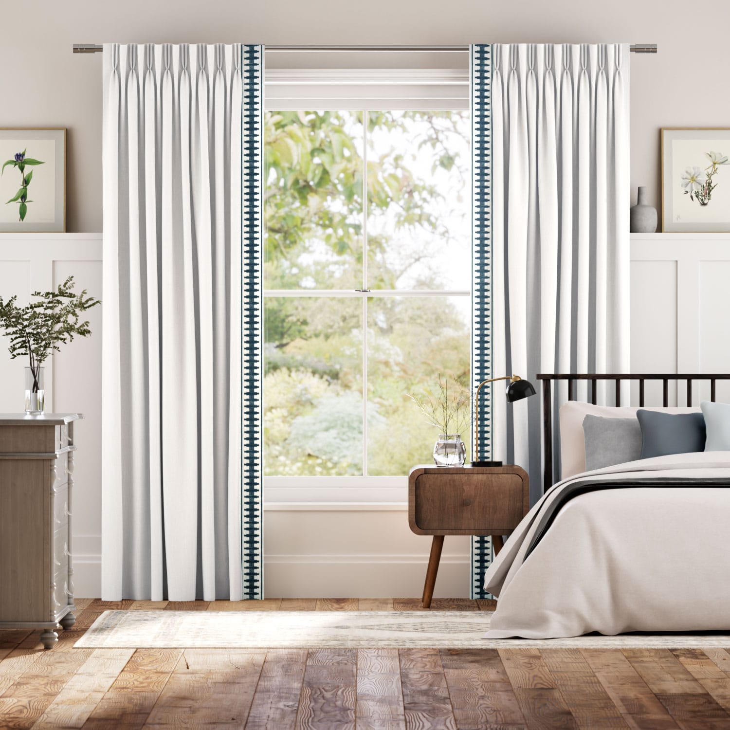 Colorized Elodie Classic White & Ascott Indigo Curtains 6004