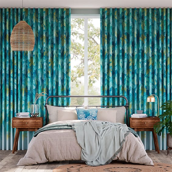 Colorized Acacia Tree Teal Curtains
