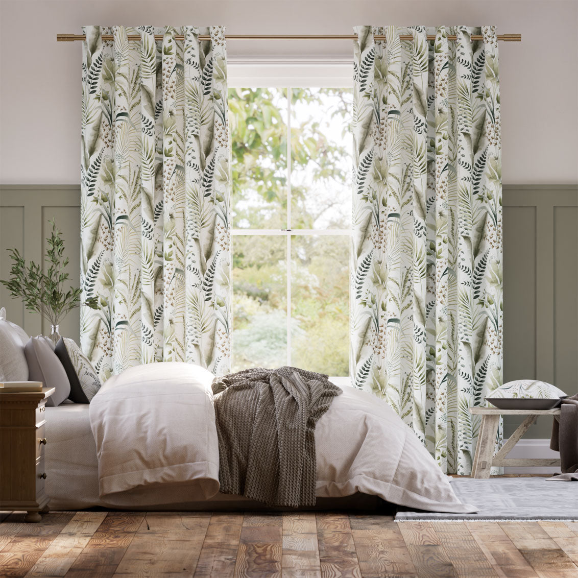 Colorized Inky Botanical Naturals Curtains 6053