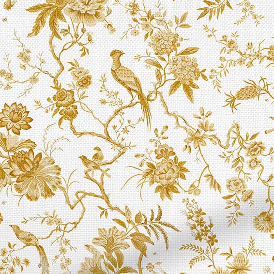 ColorizedZoom Bird Toile Gold Curtains 6133