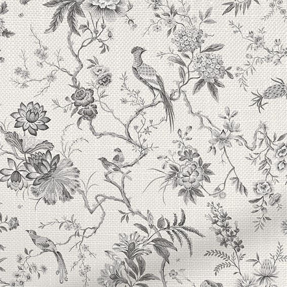 ColorizedZoom Bird Toile Charcoal Curtains 6131