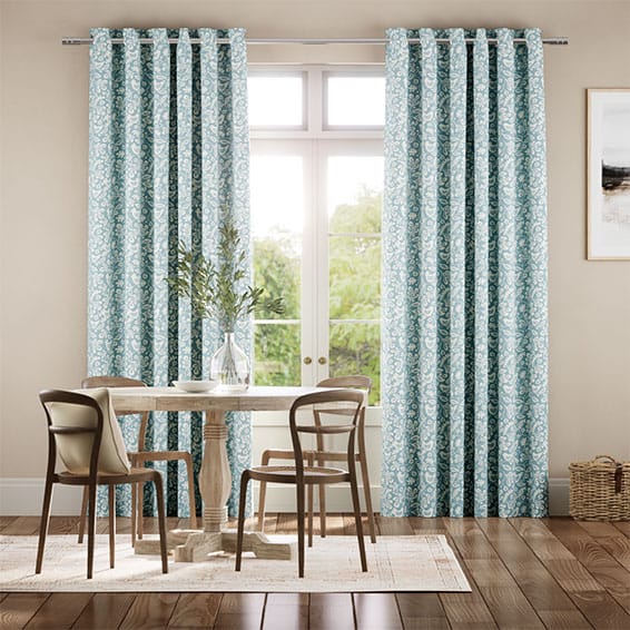Colorized Tweets & Berries Sky Blue Curtains