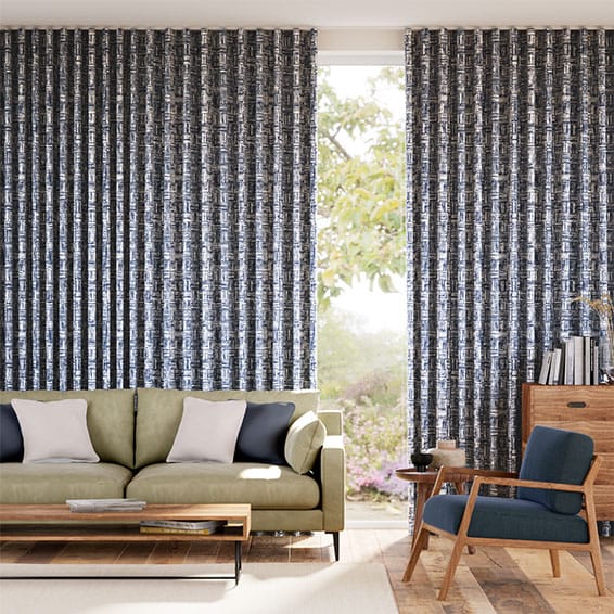 Colorized Batik Check Ink Curtains 6227