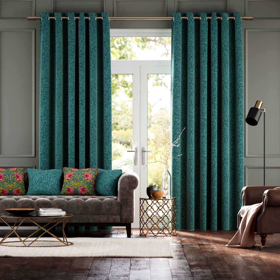 Colorized William Morris Willow Jade Curtains 6249