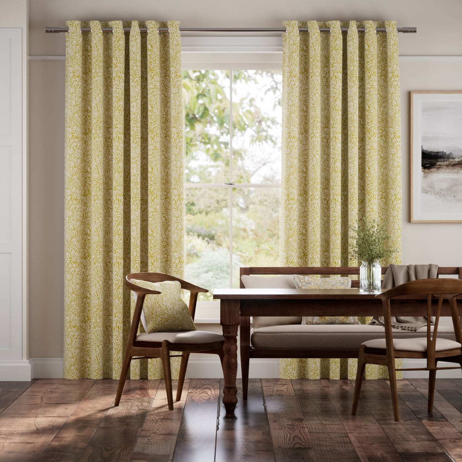 Colorized William Morris Willow Ochre Curtains 6250