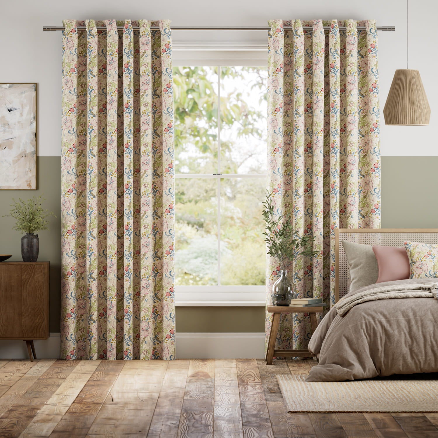 Colorized William Morris Golden Lily Eden Curtains