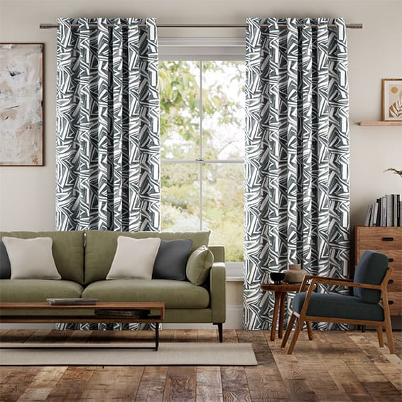 Colorized Brushstroke Geometric Slate  Curtains 6291