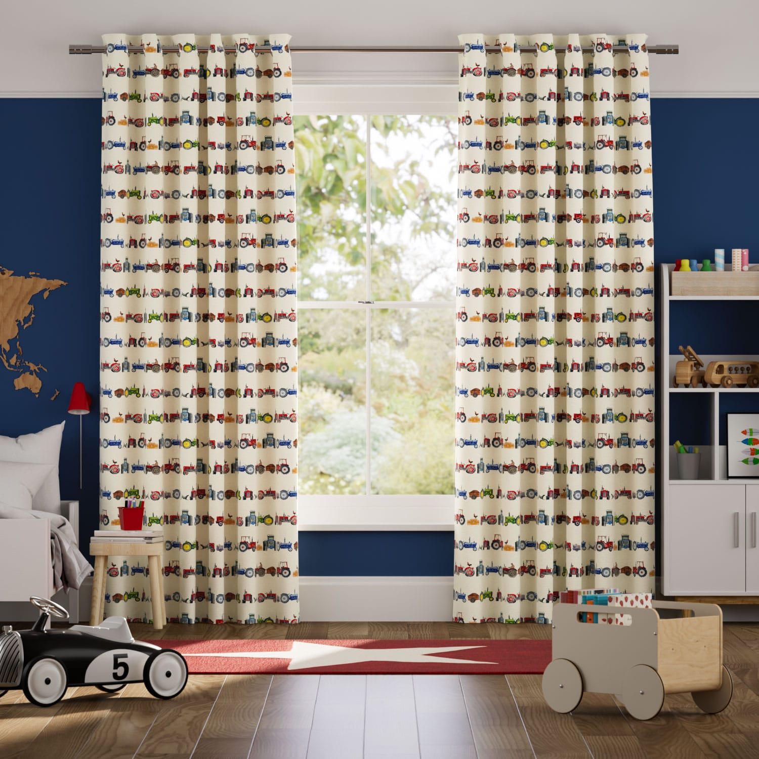 Colorized Tractors Multi Curtains