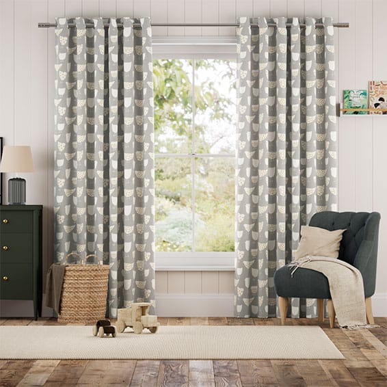 Colorized Tweet Tweet Grey Curtains