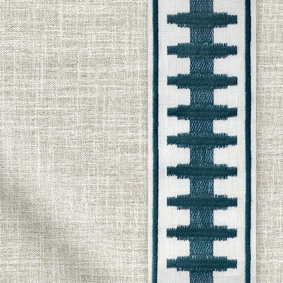 ColorizedZoom Arlo Oatmeal & Ascott Teal Curtains 6311