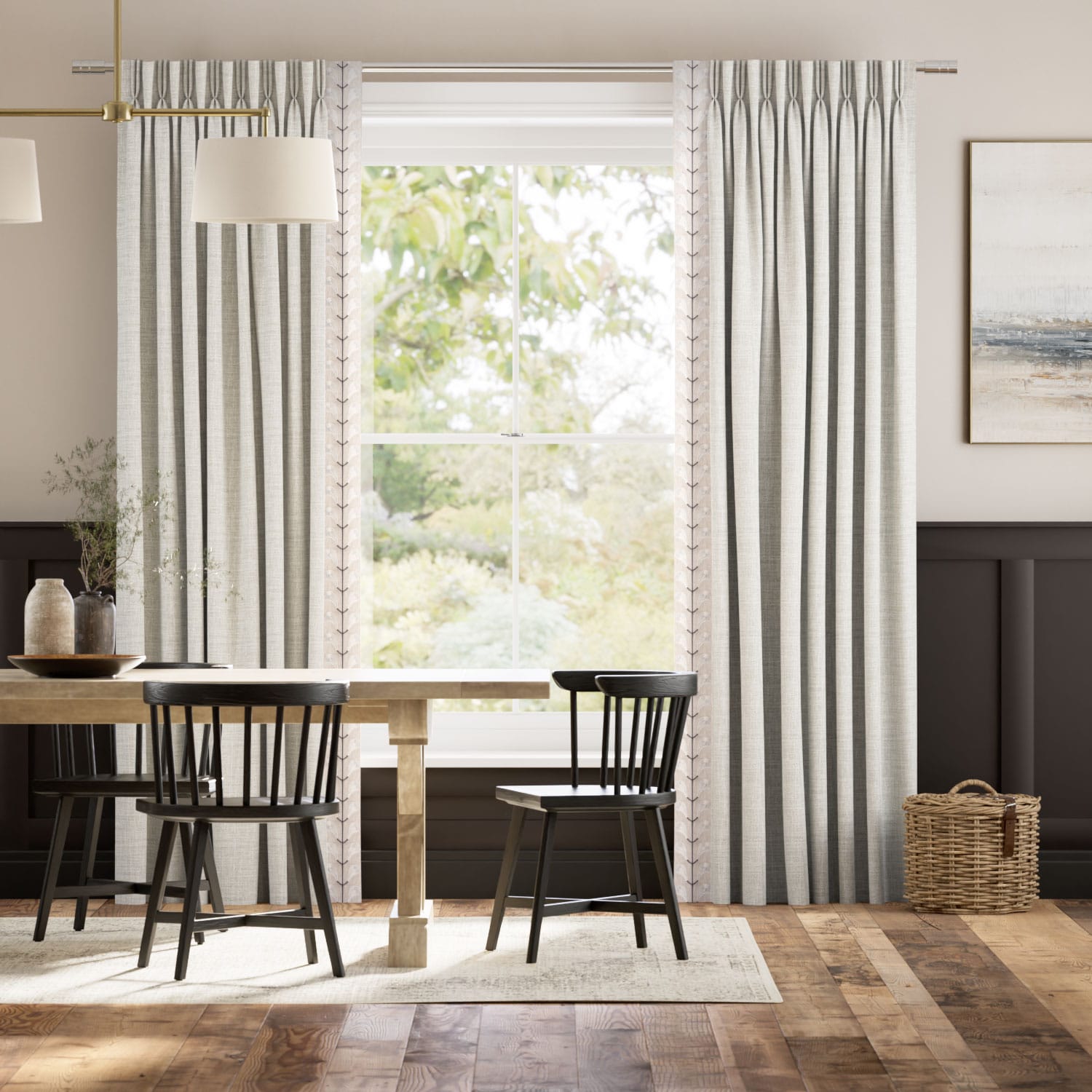 Colorized Arlo Oatmeal & Chatsworth Ivory Curtains 6312