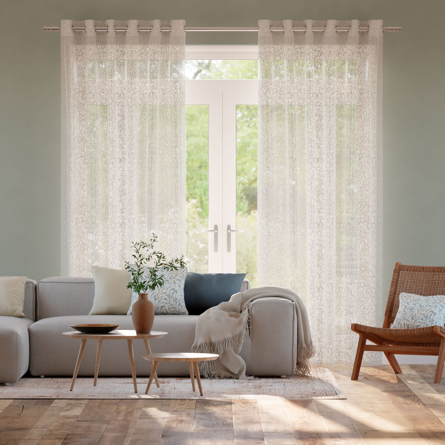 Colorized William Morris Willow Voile Pebble Curtains