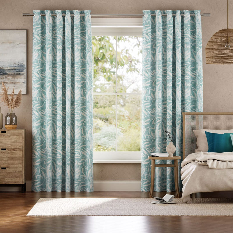 Colorized Sea Kelp Teal Curtains