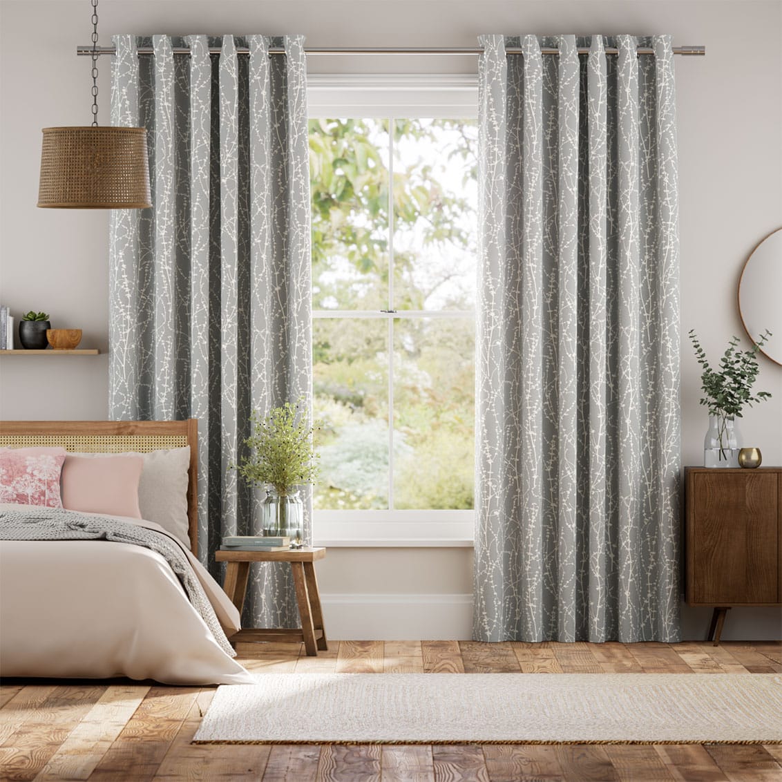 Colorized Dockleaf Dove Grey Curtains