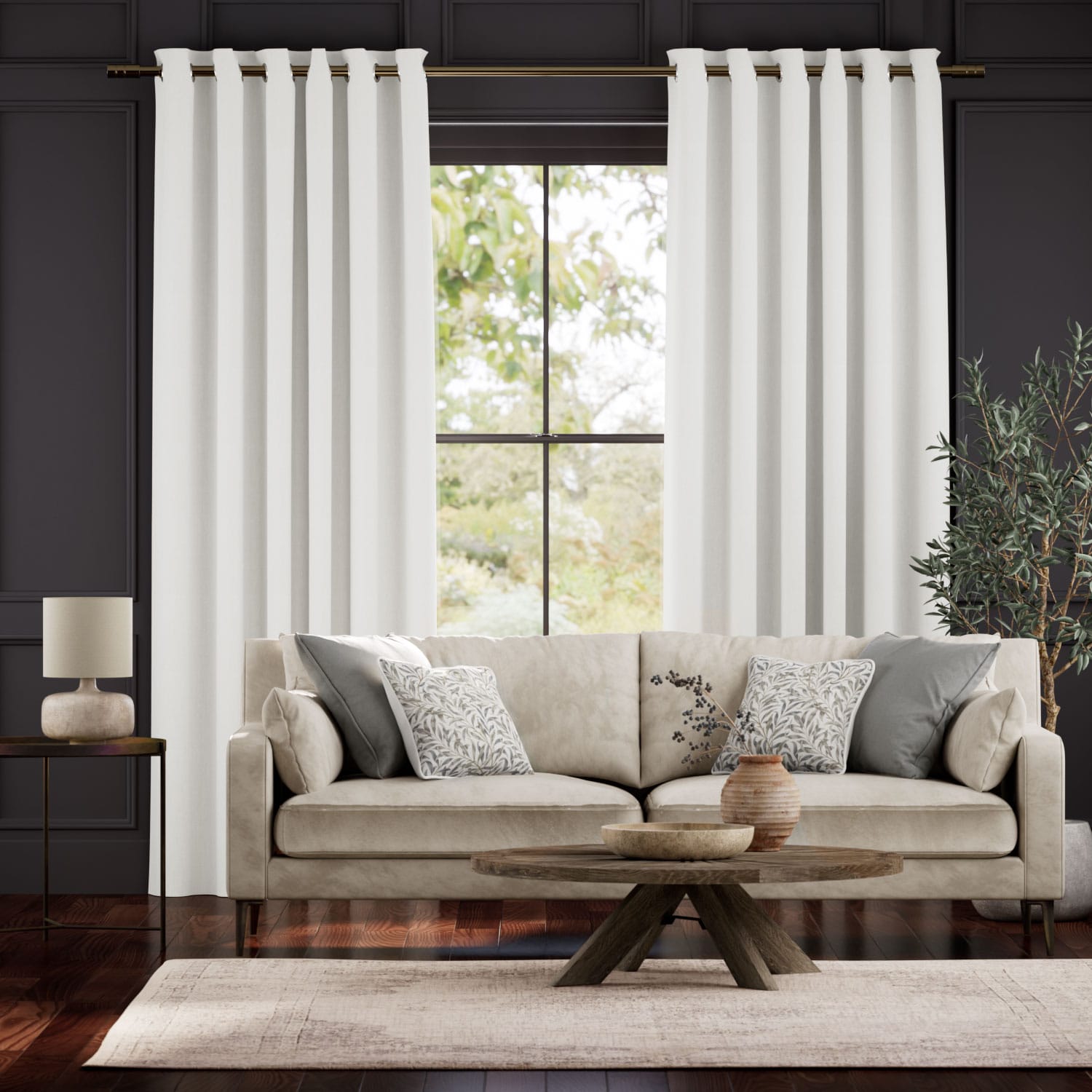 Colorized Averley Snow White Curtains 6380