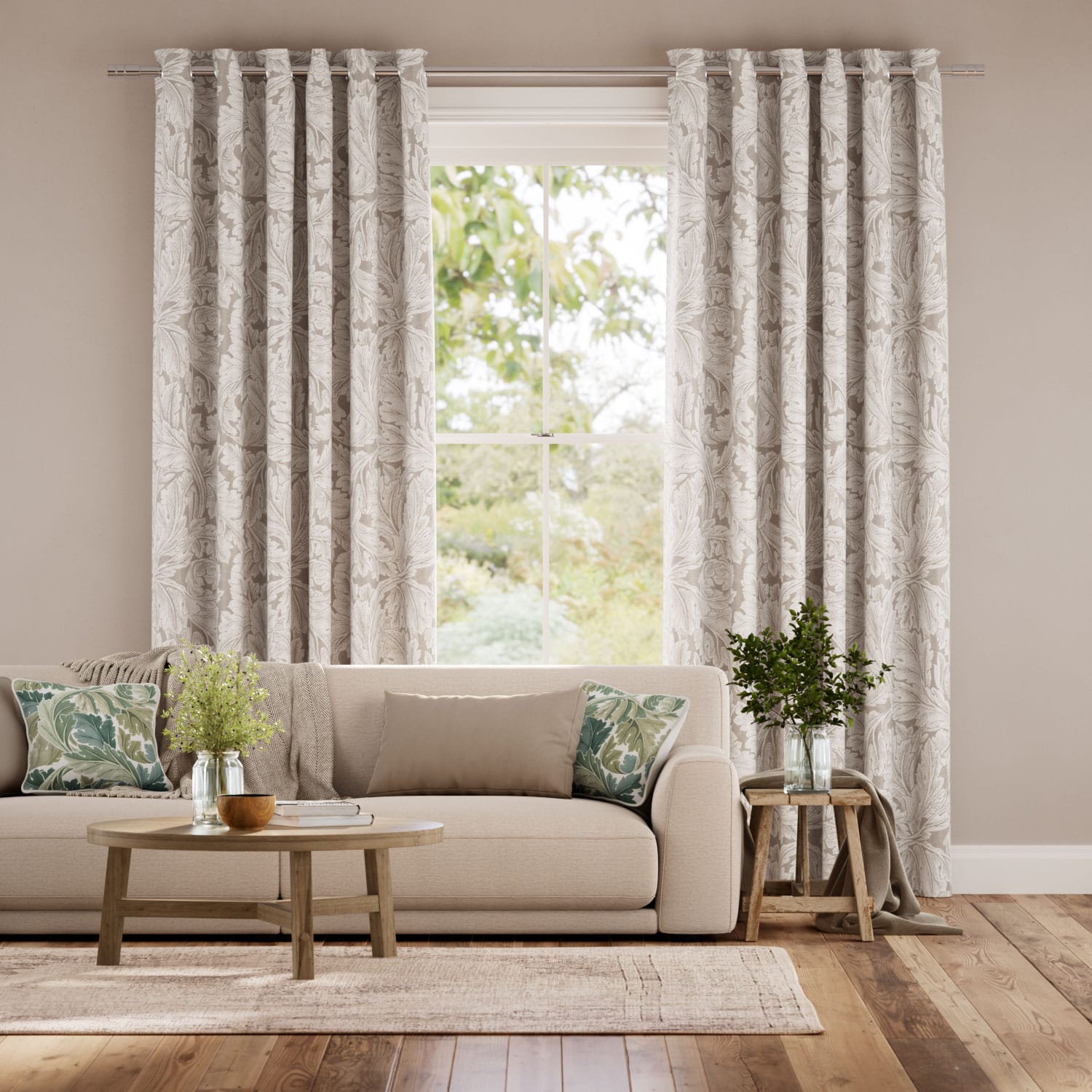 Colorized William Morris Acanthus Jacquard Linen Curtains 6385