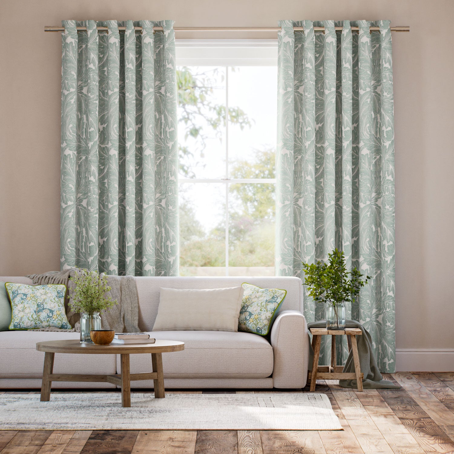 Colorized William Morris Acanthus Jacquard Opal  Curtains 6387